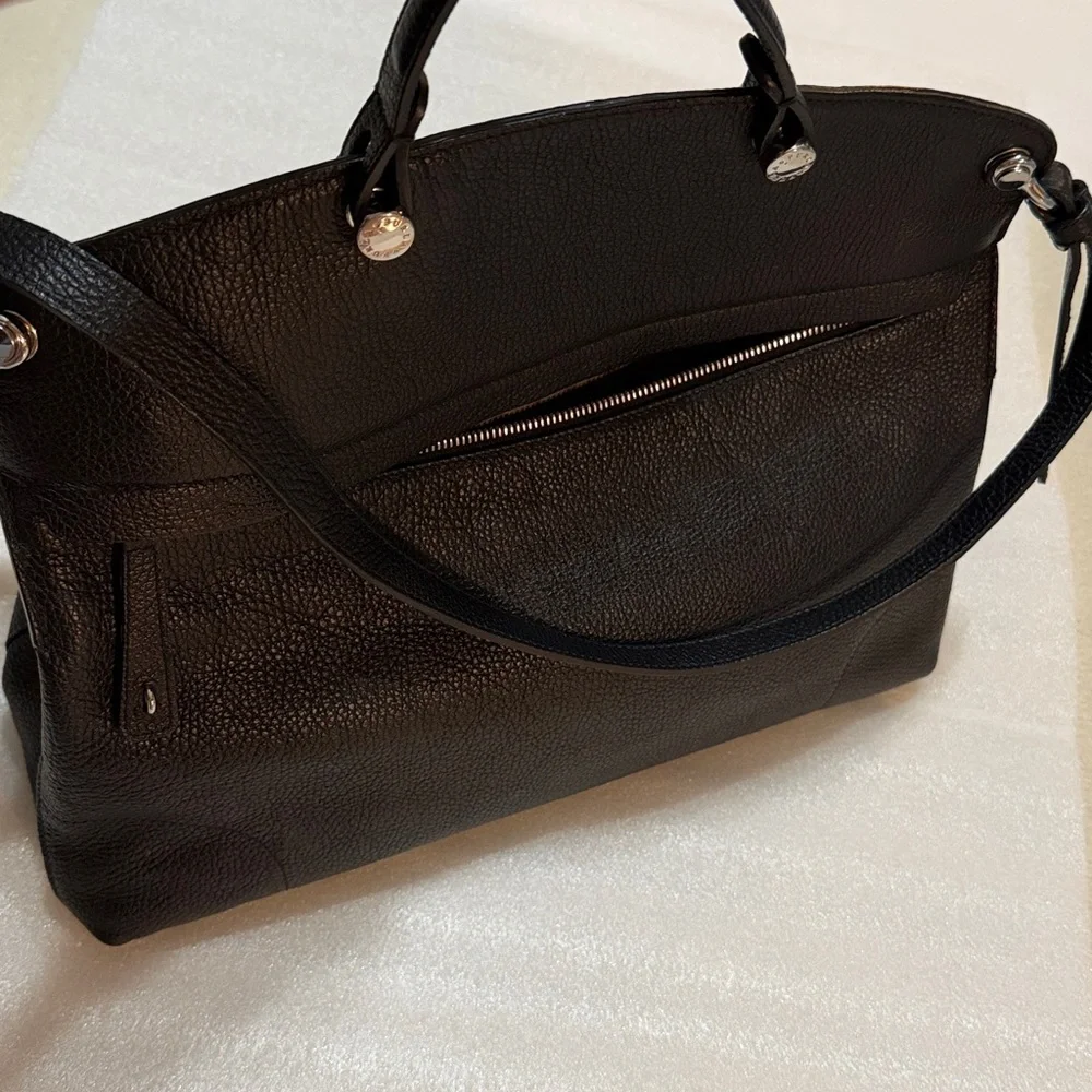 Furla Piper Dome Black Leather Shoulder Bag Top Handle